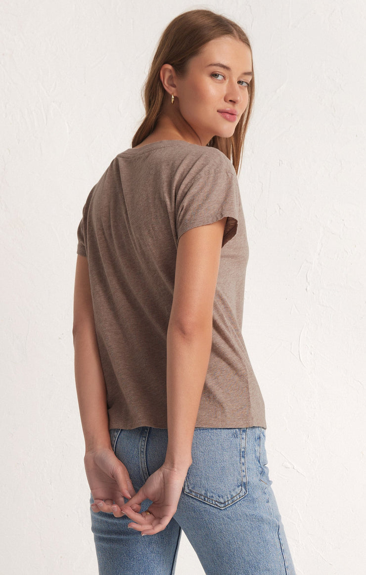 Tops Modern V-Neck Tee Heather Latte