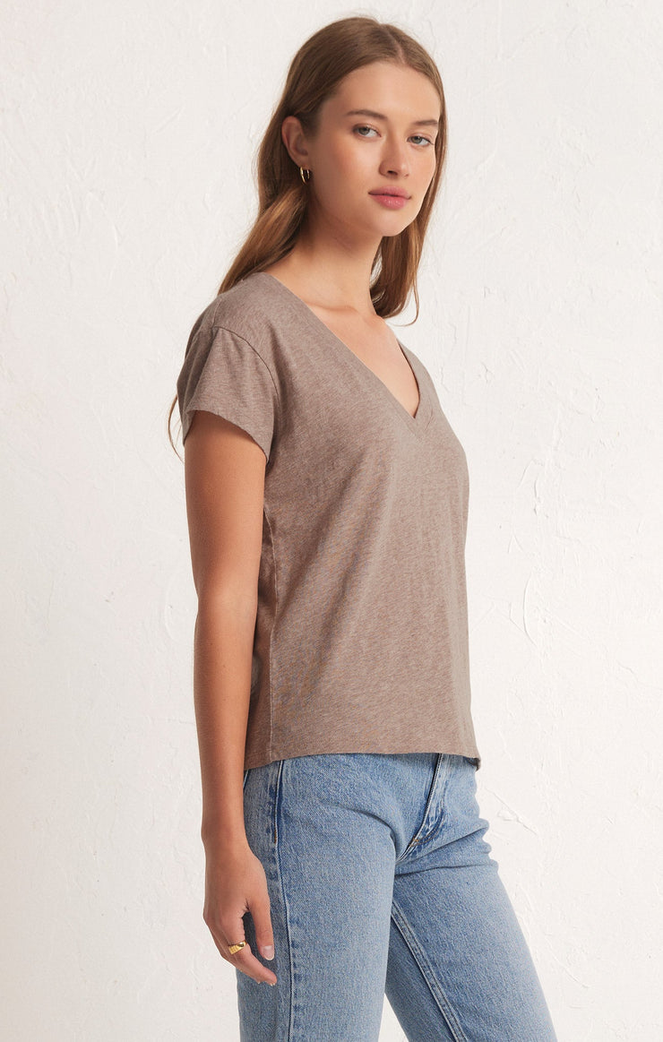 Tops Modern V-Neck Tee Heather Latte