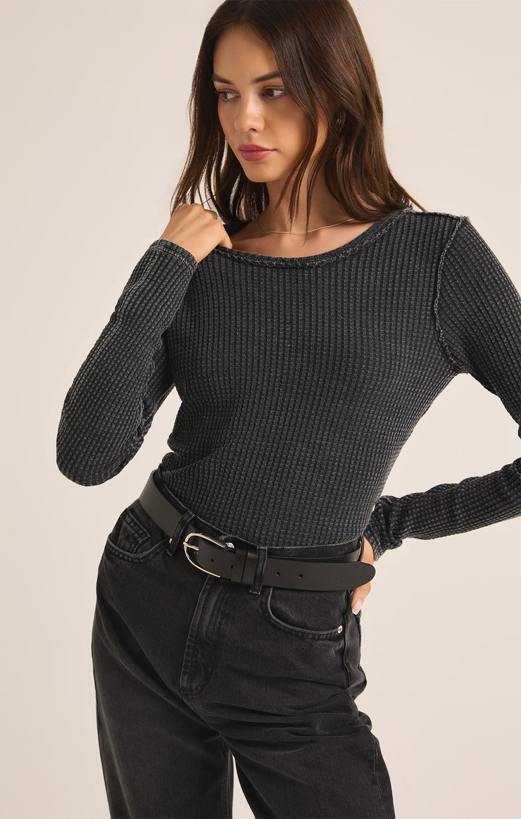 Tops Arlet Thermal Long Sleeve Top Jet Black