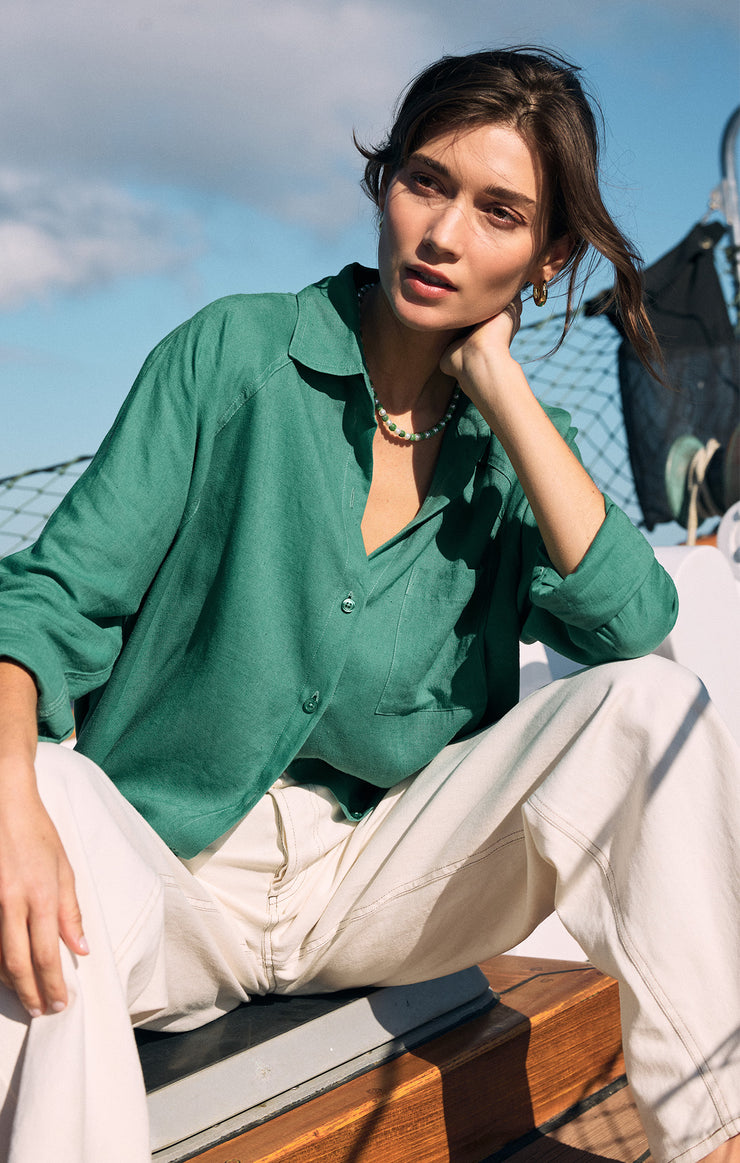 Tops Perfect Linen Top Botanical Green