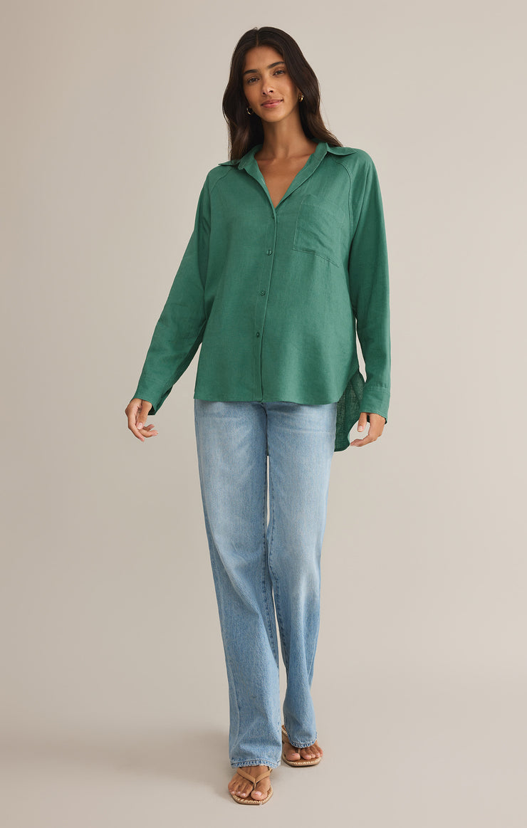 Tops Perfect Linen Top Botanical Green