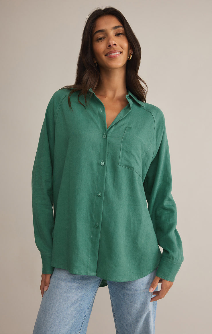 Tops Perfect Linen Top Botanical Green