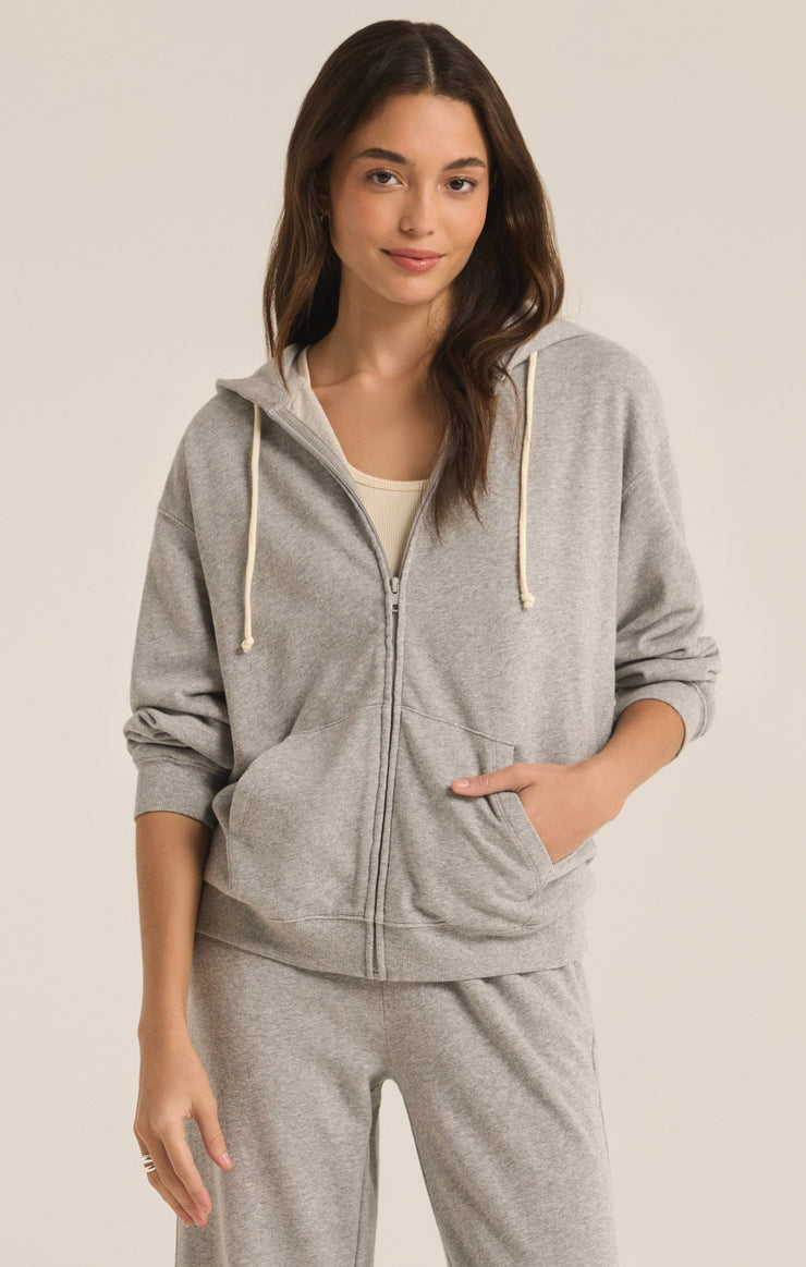 Tops Academy French Terry Zip Up Hoodie Classic Heather Grey