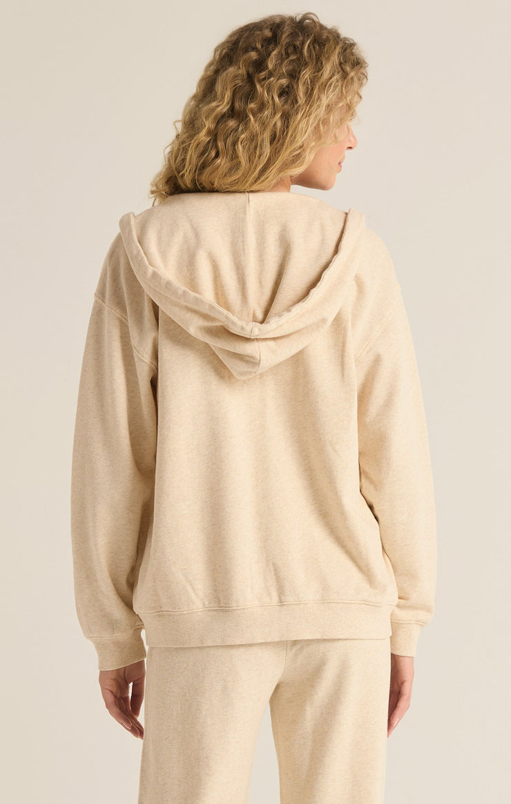 Tops Academy French Terry Zip Up Hoodie Oatmeal Heather