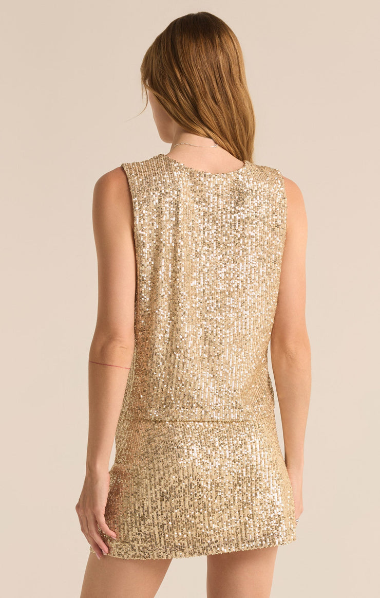 Tops Sloane Sequin Tank Champagne