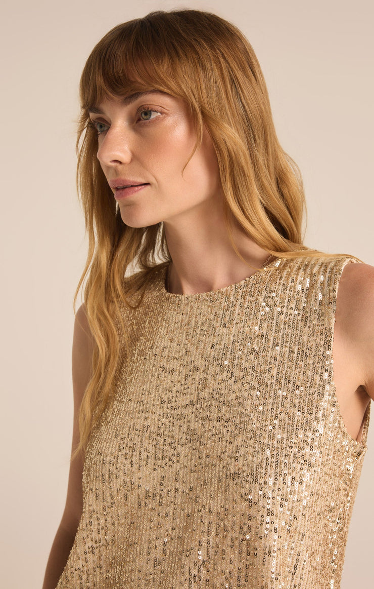 Tops Sloane Sequin Tank Champagne