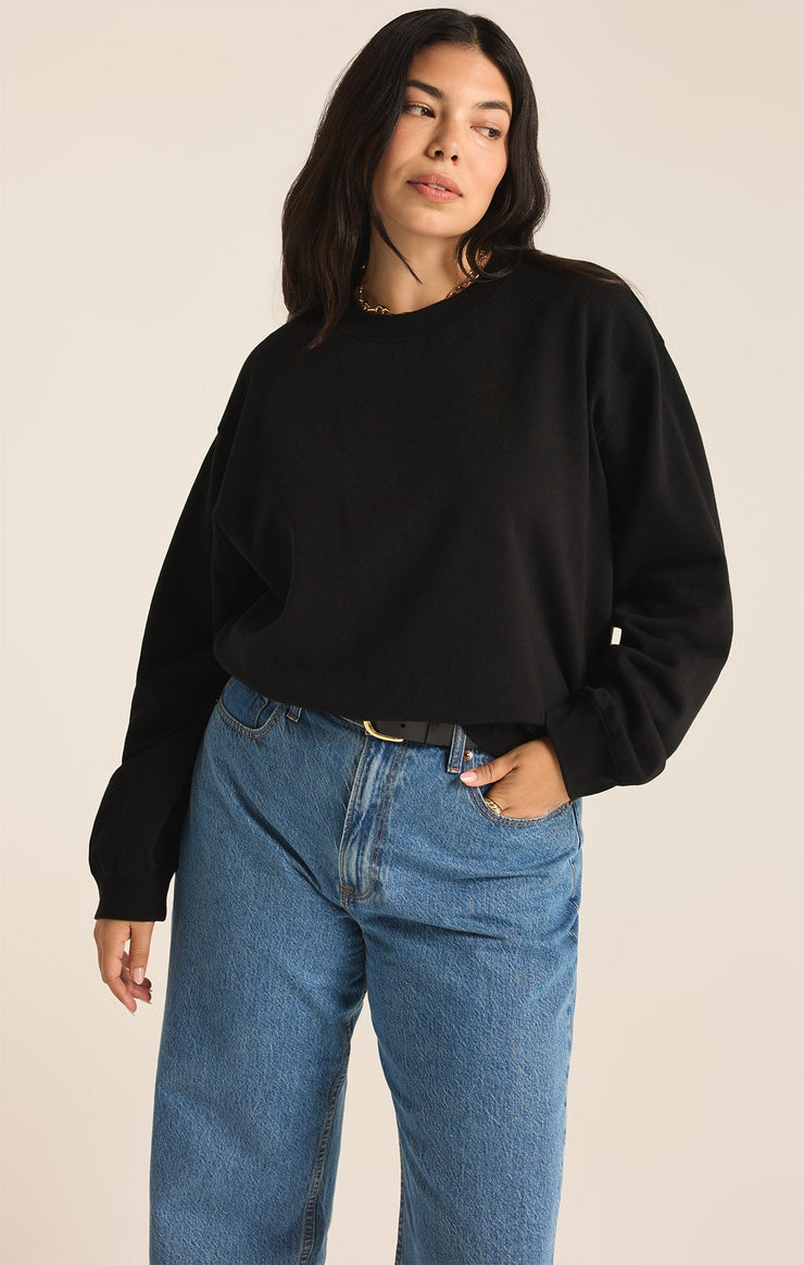 Tops Classic Boyfriend Sweatshirt Black