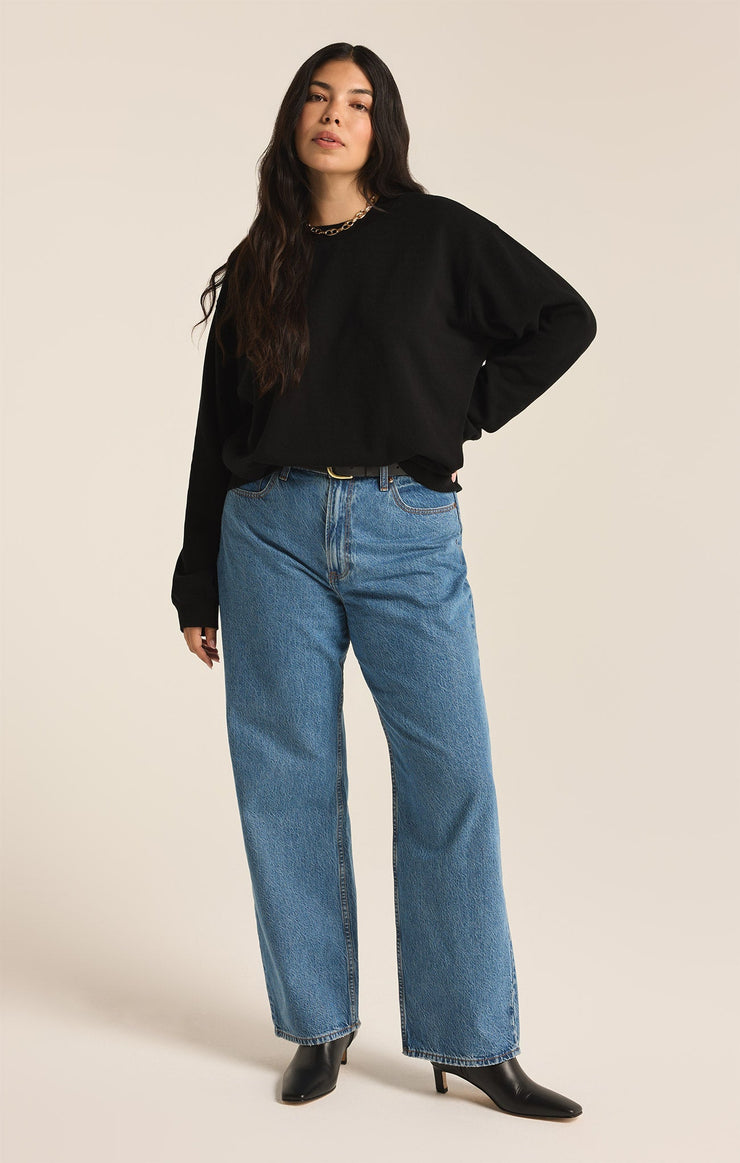 Tops Classic Boyfriend Sweatshirt Black