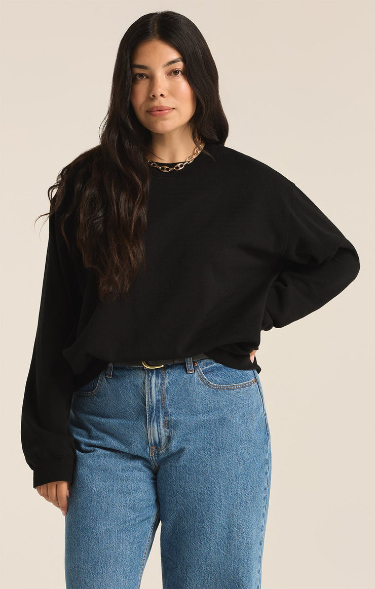 Tops Classic Boyfriend Sweatshirt Black