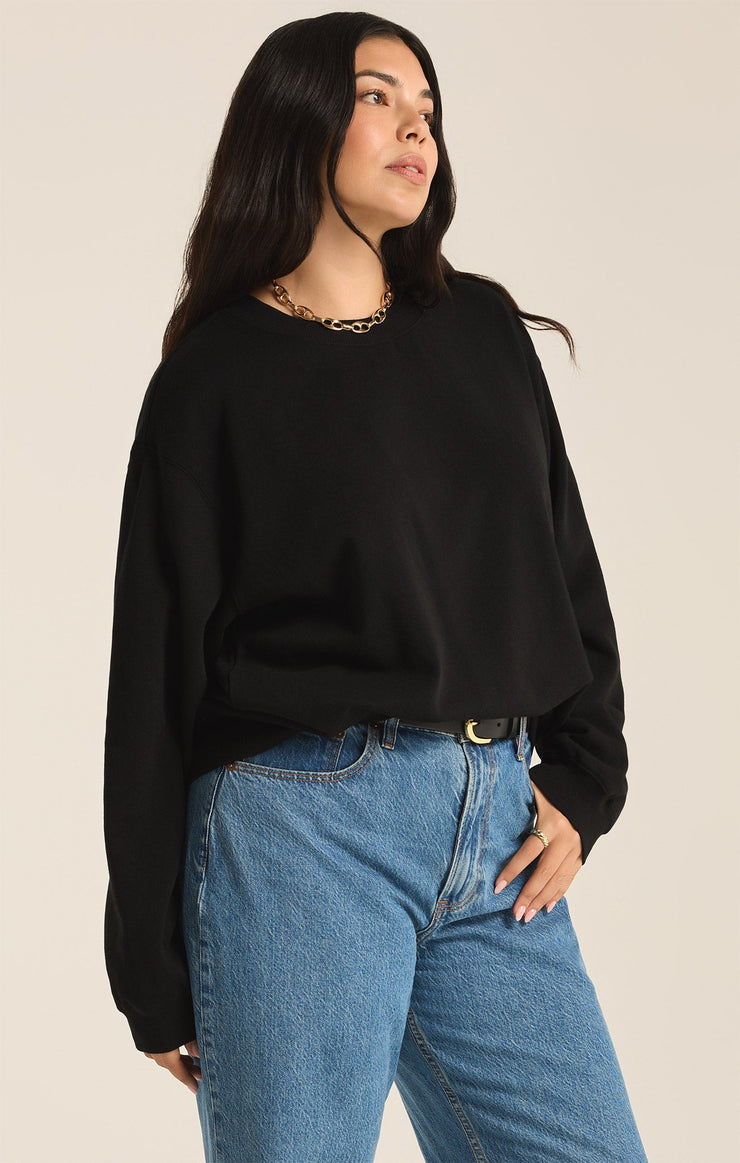 Tops Classic Boyfriend Sweatshirt Black