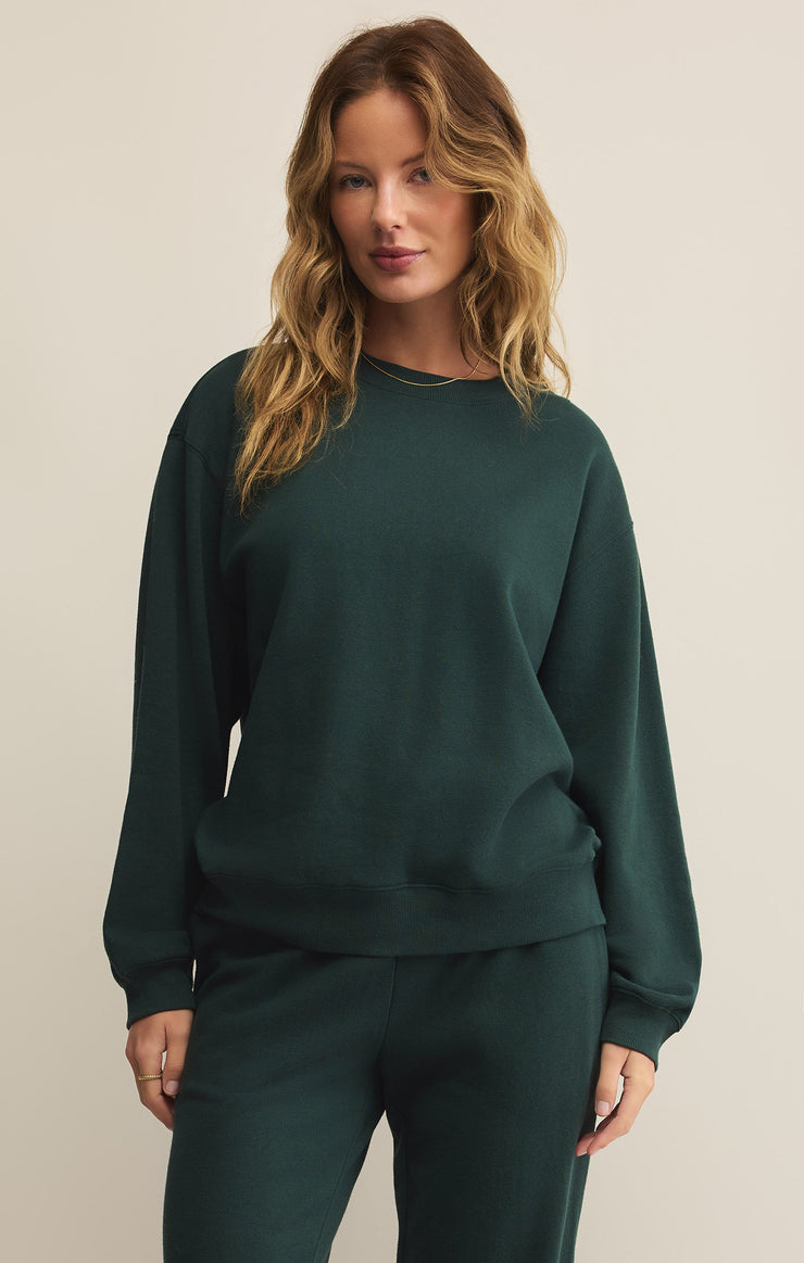 Tops Classic Boyfriend Sweatshirt Cyprus Green