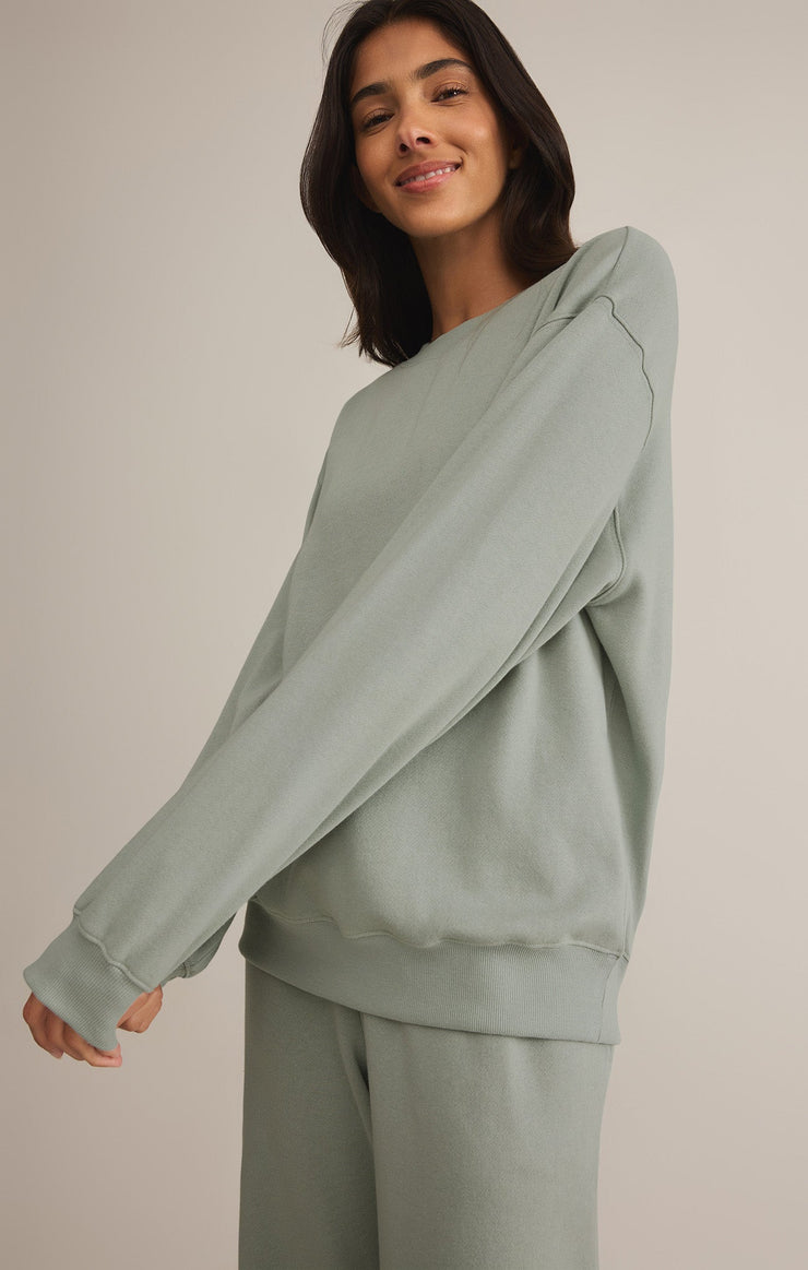 Tops Classic Boyfriend Sweatshirt Sage Green