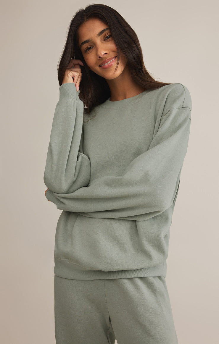 Tops Classic Boyfriend Sweatshirt Sage Green