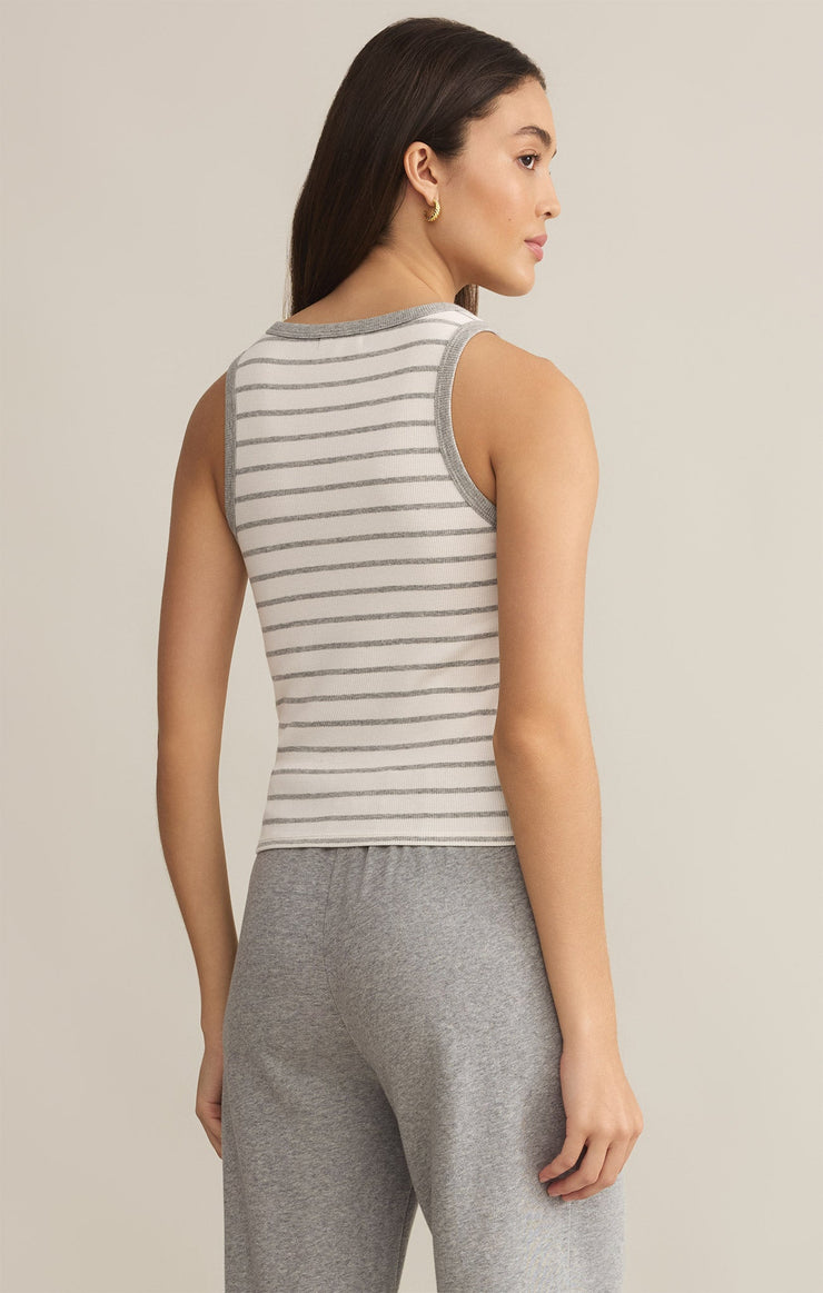 Tops Hadley Striped Rib Tank Classic Heather Grey