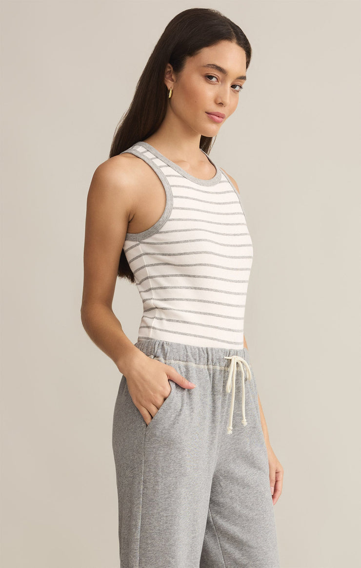 Tops Hadley Striped Rib Tank Classic Heather Grey