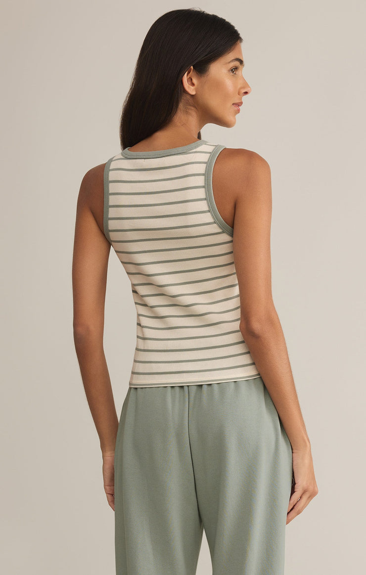 Tops Hadley Striped Rib Tank Sage Green