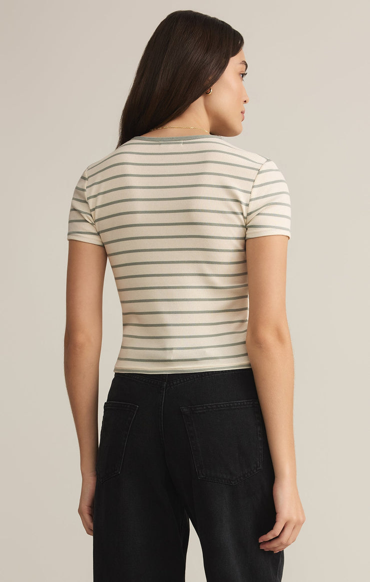 Tops Saxton Striped Rib Tee Sage Green