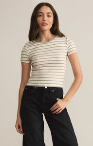 TopsSaxton Striped Rib Tee Sage Green