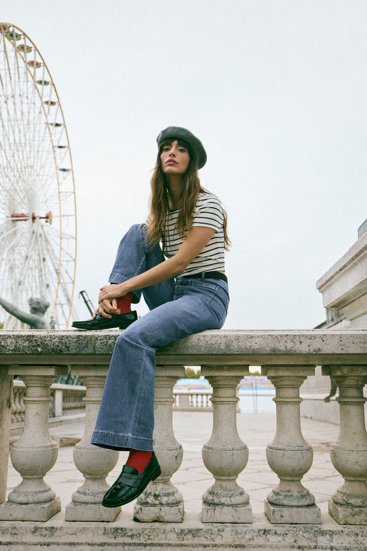 Tops Saxton Striped Rib Tee Vintage Indigo