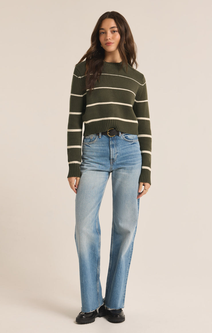 Sweaters Milan Stripe Cropped Sweater Grape Leaf