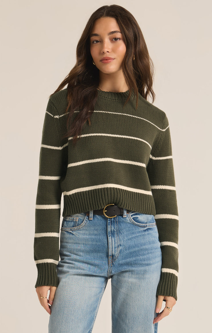 Sweaters Milan Stripe Cropped Sweater Grape Leaf