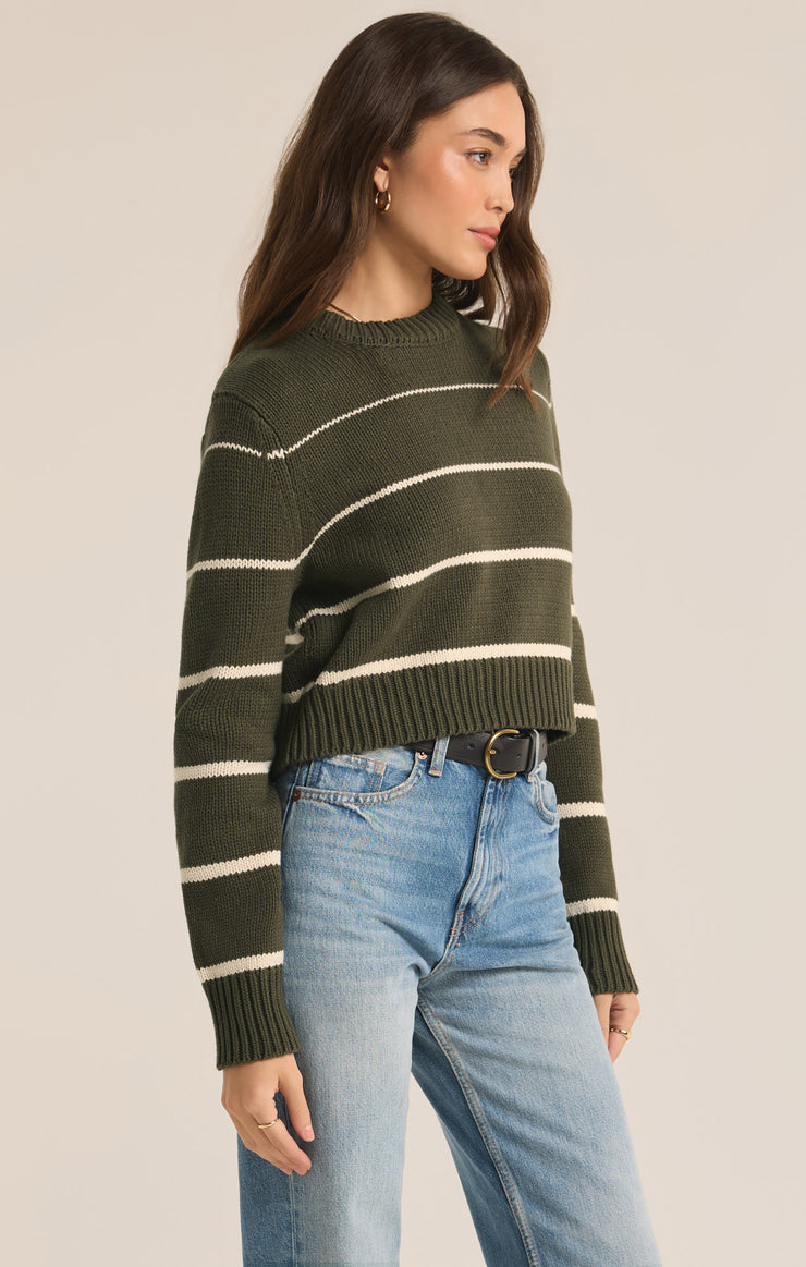 Sweaters Milan Stripe Cropped Sweater Grape Leaf