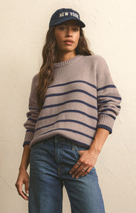 SweatersBoyfriend Stripe Sweater Heather Taupe