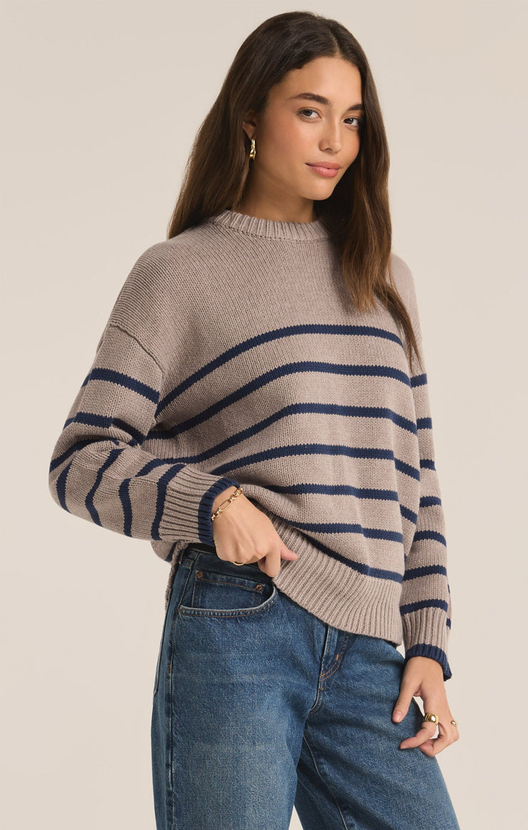 Sweaters Boyfriend Stripe Sweater Heather Taupe