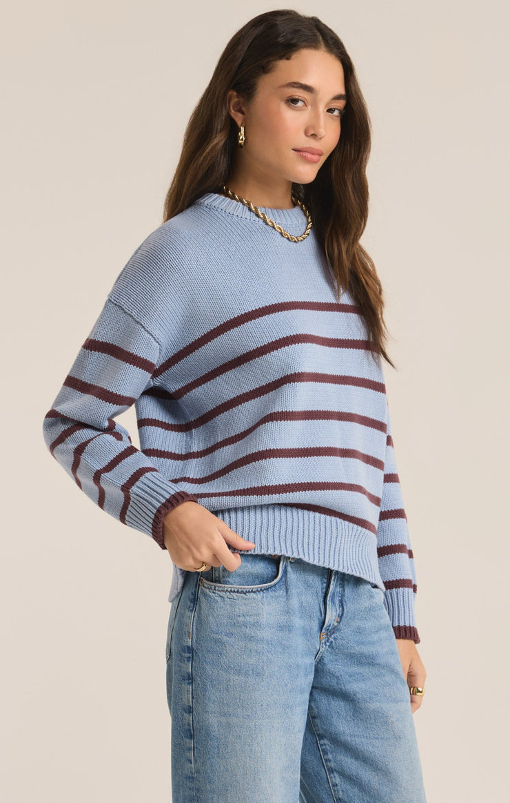 Sweaters Boyfriend Stripe Sweater Light Denim