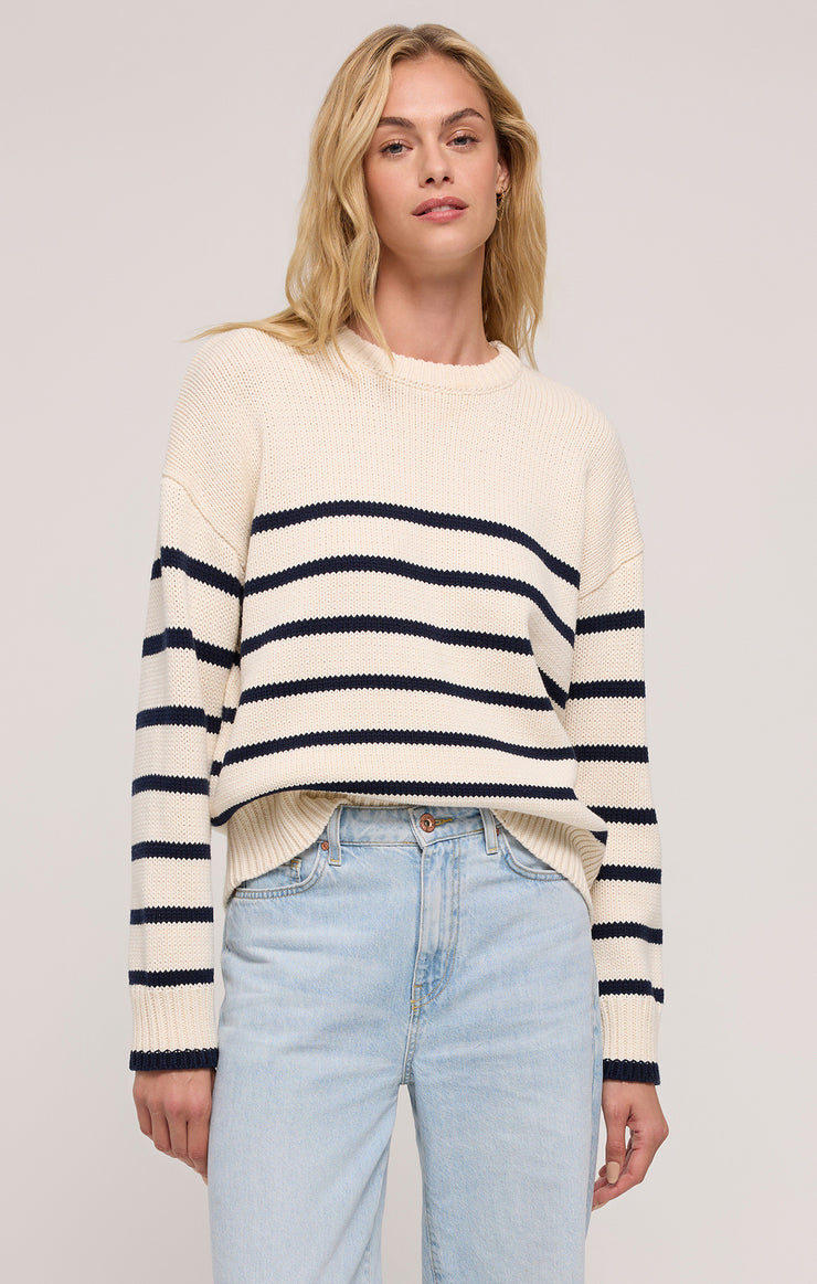 Sweaters Boyfriend Stripe Sweater Sea Salt