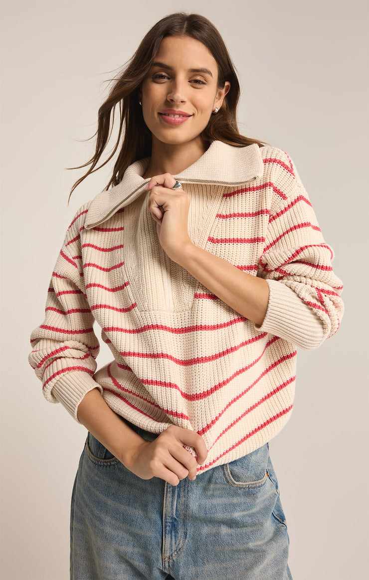 Sweaters Villa Half Zip Stripe Sweater Villa Half Zip Stripe Sweater