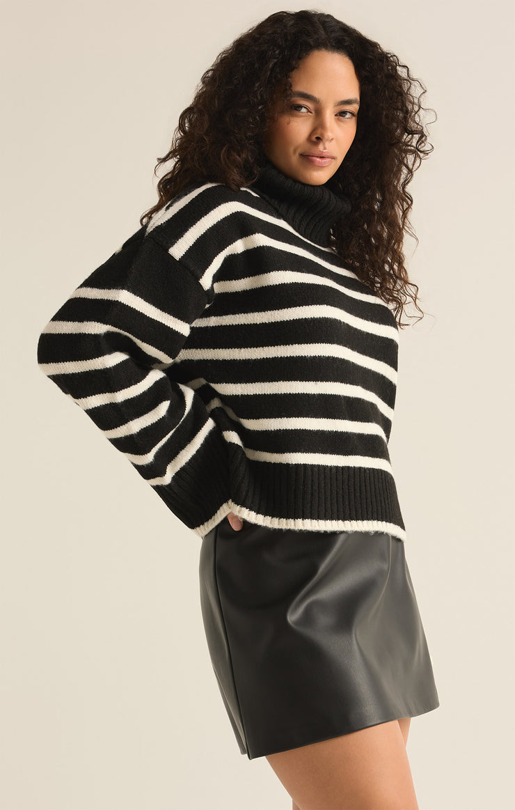 Sweaters Josephine Stripe Turtleneck Sweater Black