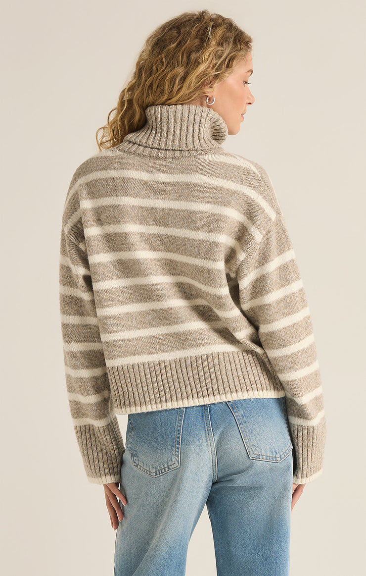 Sweaters Josephine Stripe Turtleneck Sweater Heather Taupe