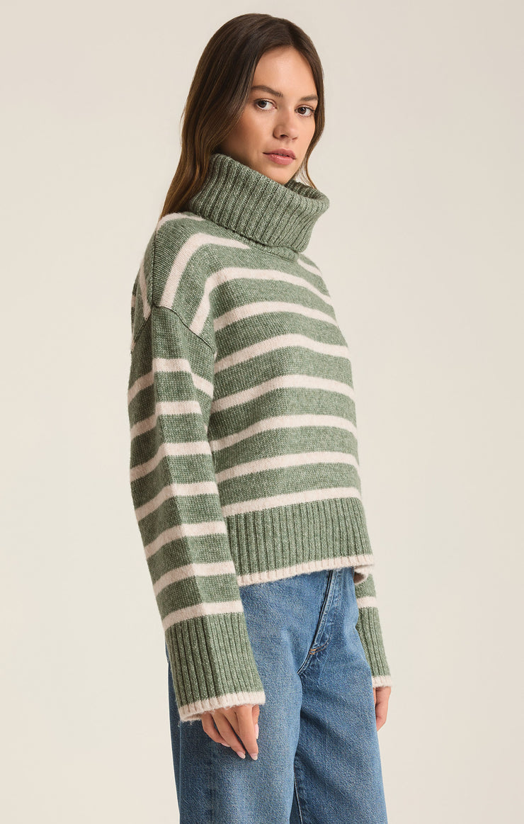 Sweaters Josephine Stripe Turtleneck Sweater Palm Green