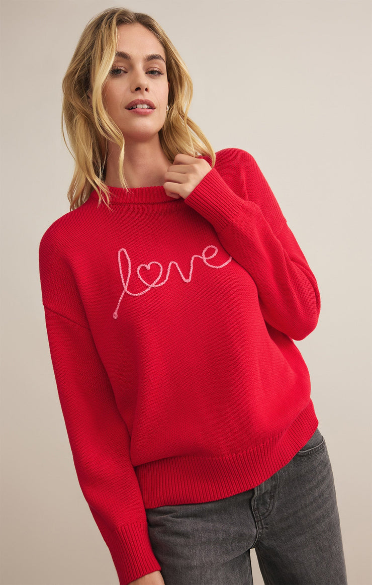 Sweaters Love Notes Boyfriend Sweater Cherry